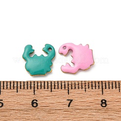 304ステンレススチールエナメルチャーム  海洋動物  ゴールドカラー  カニ  10x10x2.5mm  穴：0.9mm&nbsp;X-STAS-Q363-14E-G