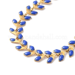 Enamel Ear of Wheat Link Chains Bracelet&nbsp;BJEW-P271-02G-06