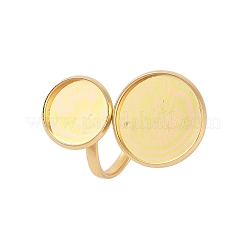 304ステンレススチールオープンカフリング金具  パッドリングセッティング  フラットラウンド  18KGP本金メッキ  内径：17mm  トレイ：16mm＆12mm&nbsp;STAS-E124-05N-G