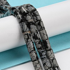 天然スノーフレークオブシディアンの石ビーズ連売り  コラム  7.5~8x6mm  穴：1.2mm  約48~50個/連  15.16''~15.31''（38.5~38.9センチメートル）&nbsp;G-Q1008-A02