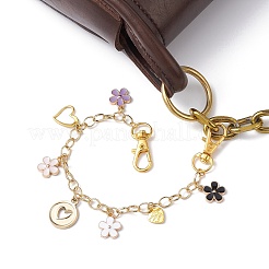 Flower Heart Alloy & 316L Surgical Stainless Steel Pendant Bag Chains&nbsp;AJEW-BA00129