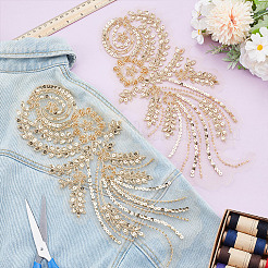 Polyester with Glitter Embroidery Sew On Clothing Patches&nbsp;PATC-WH0024-010