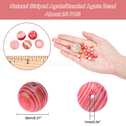 天然石縞瑪瑙/バンデットアゲートビーズ連売り  染め  ラウンド  ライトコーラル  8mm  穴：1mm  約47~48個/連  15.55インチ  1連売り/箱&nbsp;G-AR0002-57