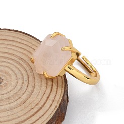 Hexagon Natural Rose Quartz Finger Rings&nbsp;RJEW-B113-02G-04