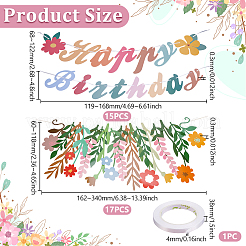 2袋2スタイルの花と文字の紙吊り下げバナー  パーティー装飾  ミックスカラー  119~340x60~122x0.3mm  1バッグ/スタイル&nbsp;AJEW-UN0003-37