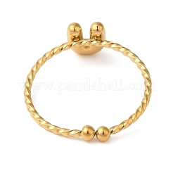 304ステンレススチールオープンカフリング  女性のためのジュエリー  18KGP本金メッキ  U字  内径：19mm  文字：1mm&nbsp;RJEW-K261-02G-U