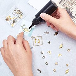亜鉛合金リンクと亜鉛合金カボション  オープンバックベゼル  UVレジンDIY用  エポキシ樹脂  プレスジュエリー  混合図形  ミックスカラー  7.5~16x6~20x1~3mm  穴：5mm  8個/形  168個/箱&nbsp;PALLOY-OC0001-37