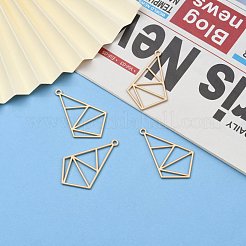 滑らかな表面の合金オープンバックベゼルペンダント  UVレジンDIY用  エポキシ樹脂  プレスジュエリー  四角形  マットゴールドカラー  40x24x1.5mm  穴：1.8mm&nbsp;PALLOY-S117-153