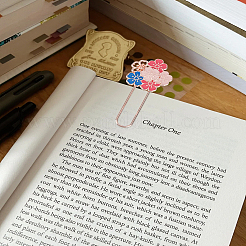 2Pcs 2 Style Rose Gold Tone Zinc Alloy Enamel Bookmarks&nbsp;AJEW-LP0004-43A