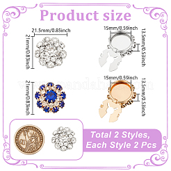4Pcs 2 Styles Alloy & Brass Rhinestone Cufflinks&nbsp;DIY-NB0013-79B