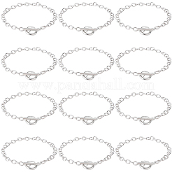 12Pcs Alloy Cable Chain Bracelets for Women Men&nbsp;BJEW-SC0001-60P