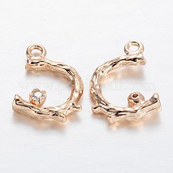 Branch Light Gold Plating Brass Glass Rhinestone Charms&nbsp;KK-M191-08