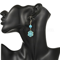 Natural Magnesite & Synthetic Turquoise and Shell Pearl Braided Dangle Earrings&nbsp;EJEW-MZ00789-01