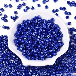 ベーキングペイント パールガラス シードビーズ  丸い穴  シリンダー  ブルー  4x5.5mm  穴：1.8mm  約2500個/ポンド&nbsp;SEED-T008-03S