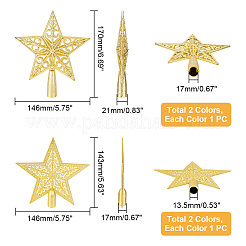 4Pcs 4 Style Plastic Christmas Treetop Star Ornament&nbsp;AJEW-GA0006-06