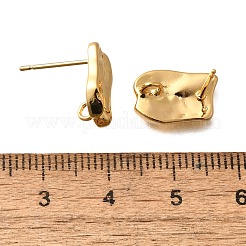 真鍮製スタンドピアス  長方形  18KGP本金メッキ  13x8.5mm  穴：1.8mm  ピン：0.8mm&nbsp;KK-Z092-09G