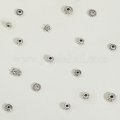 400個10スタイルチベットスタイルアロイスペーサービーズ  アンティークシルバー  6~8x6~8x1.5~4mm  穴：1~2mm  40個/スタイル&nbsp;TIBEB-PA0001-06