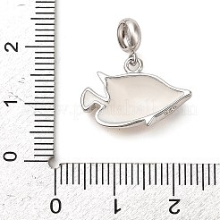 ロジウムメッキ 925 スターリングシルバー エナメル ヨーロピアン ダングル チャーム  大きな穴の魚のチャーム  プラチナ  トウモロコシの穂の黄色  20.5mm  穴：4.5mm&nbsp;LS-STER-P062-01A-06