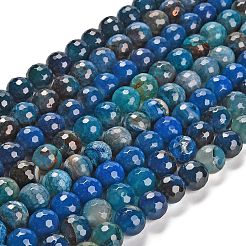 天然石瑪瑙ビーズ連売り  染め＆加熱  ラウンド  多面カット  ミックスカラー  13.5~14mm  穴：1.4mm  約28~29個/連  15.16インチ（38.5cm）&nbsp;G-L595-A03-02B