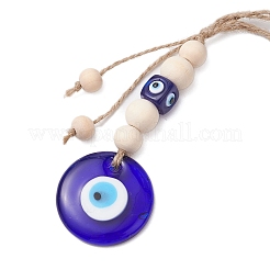 Handmade Blue Evil Eye Lampwork Pendant Decorations&nbsp;HJEW-JM02303-01