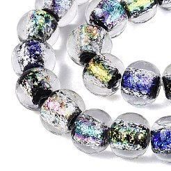手作りの箔ガラスビーズ連売り  ロンデル  ミックスカラー  11.5~12x9.5~10mm  穴：1.2~1.6mm  約30個/連  11.42~11.81インチ（29~30cm）&nbsp;FOIL-Q002-01A