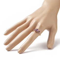 Natural Amethyst Round Braided Beaded Finger Ring&nbsp;RJEW-JR00550-04