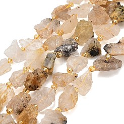 Raw Rough Natural Gold Rutilated Quartz Beads Strands&nbsp;G-A322-B08-01