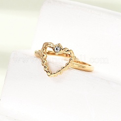 304 Stainless Steel Rhinestone Cuff Open Rings&nbsp;RB-CBAE630-01G-A