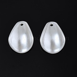 ABSプラスチックパール調ペンダント  ティアドロップ  乳白色  17.5x12.5x1.5mm  穴：1.5mm  約1690個/500g&nbsp;KY-T023-017
