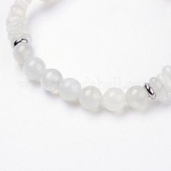 Natural White Moonstone Beads Stretch Bracelets&nbsp;BJEW-JB03374-03