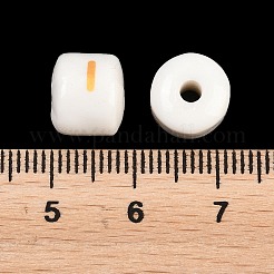 手作りプリント陶器ビーズ  a～zの文字  コラム  10x10x9mm  穴：2.5mm&nbsp;PORC-T136-01A