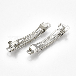 プラチナ鉄髪留めパーツ  フランスヘアクリップパーツ  59x7mm  穴：2.8~3mm&nbsp;X-IFIN-S289-59mm