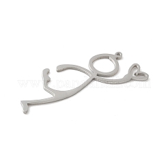 304ステンレスペンダント  指 ハート 人間  ステンレス鋼色  49.5x21.5x1.5mm  穴：1.5mm&nbsp;STAS-G355-16P
