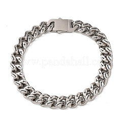 304 Stainless Steel Engraved Beast & Christian Upside Down Cross Cuban Link Chain Bracelets for Women Men&nbsp;BJEW-F529-17P