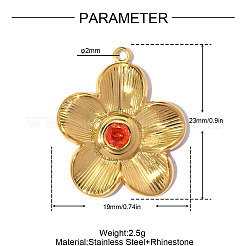 304 Stainless Steel with Hyacinth Rhinestone Pendants&nbsp;RB-OY001-62G