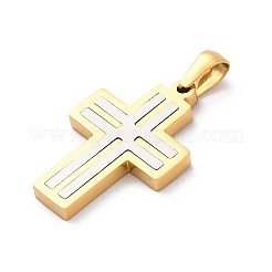304ステンレスペンダント  クロスチャーム  イオンプレーティング（ip）  ゴールデン·ステンレス鋼色  28x18.5x3mm  穴：5.8x3.4mm&nbsp;STAS-L286-12GP