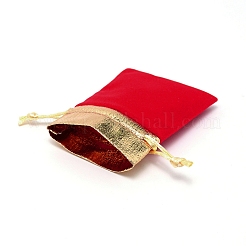 長方形ベルベットジュエリーポーチバッグ  ギフトバッグ  レッド  10x7x0.3cm&nbsp;TP-WH0012-01A-01