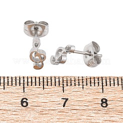 変色しにくい304ステンレススチール製音符スタッドイヤリング、女性用316ステンレススチール製ピン付き  ステンレス鋼色  9x4mm&nbsp;MUSI-PW0001-23P