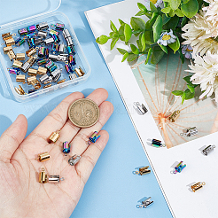 72Pcs 3 Colors Ion Plating(IP) 304 Stainless Steel Folding Crimp Ends&nbsp;STAS-UN0049-17