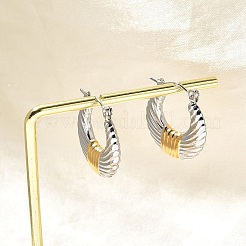 304 Stainless Steel Two Tone Hoop Earrings&nbsp;EJEW-F355-03GP-02