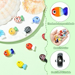 10個10スタイル手作りランプワークビーズ  魚  ミックスカラー  19~21x12~20x7.5~10.5mm  穴：0.8~1.8mm  1個/スタイル&nbsp;LAMP-CJ0002-57