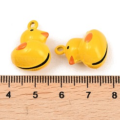 真鍮製ベルペンダント  エナメル  アヒル  きいろ  21x16.5x15mm  穴：2mm&nbsp;J25NK011
