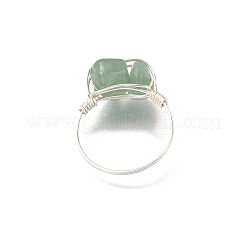 Natural Gemstone Braided Bead Chips Finger Rings&nbsp;RJEW-TA00216-02