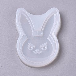 ペンダント食品グレードのシリコンモールド  レジン型  UVレジン用  エポキシ樹脂ジュエリー作り  兎  ホワイト  70x51.4x9.7mm&nbsp;DIY-WH0154-14