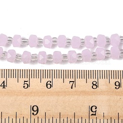 ジェイド風ガラスビーズ連売り  ロンデル  多面カット  パールピンク  5.5x4mm  穴：1.2mm  約99~103個/連  56~63cm&nbsp;GLAA-P076-01B-01