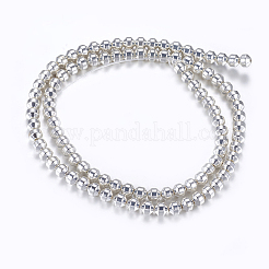 非磁性合成ヘマタイトビーズ連売り  ファセットバイコーンバレルドラムビーズ  銀メッキ  4.5x4mm  穴：1mm  約99個/連  15.9インチ（40.5cm）&nbsp;G-P338-20A-4mm-S