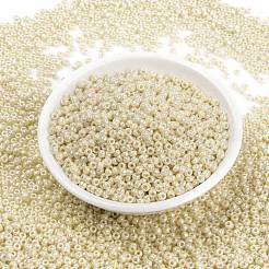MIYUKIラウンドロカイユビーズ  日本製シードビーズ  8/0  （rr486)アイボリーパールセイロンab  8/0  3mm  穴：1mm  約422~455PCS /ボトル  10 G /ボトル&nbsp;SEED-JP0009-RR0486