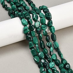 天然石マラカイトビーズ連売り  ナゲット  タンブルストーン  8~12x7~10x5.5~8mm  穴：0.5mm  約43個/連  15.55インチ（39.5cm）&nbsp;G-L493-42A