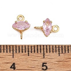 SHEGRACE Brass Pave Cubic Zirconia Horse Eye Connector Charms&nbsp;XGRQ2O431-436C-G