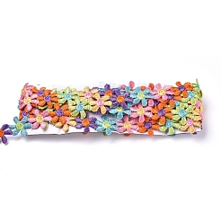 ポリエステルレーストリム  刺繍トリムリボン  縫製や工芸品の装飾用  花  カラフル  30mm  約15ヤード/カード&nbsp;OCOR-WH0032-67B